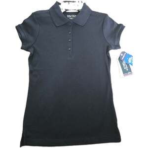Nautica Girls School Uniform Polo Shirt Navy Blue M 8/10 Short Sleeve NWT BTS